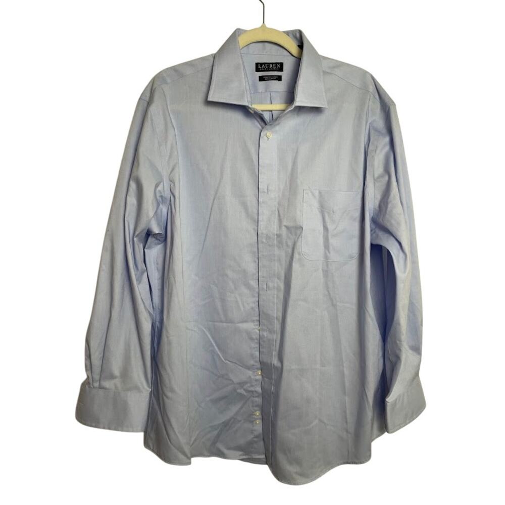 Lauren Ralph Lauren Black Label Mens Dress Shirt Stretch Size XL 32/33 Ice Blue